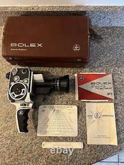 BOLEX PAILLARD P1 ZOOM REFLEX 8mm MOVIE CAMERA 1962 SWITZERLAND With CASE & EXTRAS
