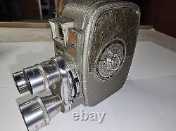 Vintage 50s Keystone Capri K-27 8mm Movie Camera Triple Lenses/ Case Included