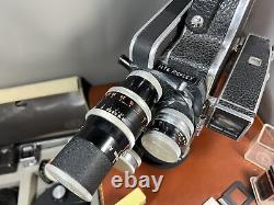 Appareil photo de cinéma Vintage Bolex Paillard H16 Reflex 16mm avec 3 objectifs + stéréo + accessoires
