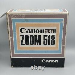 Appareil photo de cinéma super 8 Canon Japan Zoom 518 de 1964 avec étui rigide, poignée Canon et documentation, FONCTIONNE