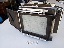 Linhof Technika III 4x5 Appareil photo avec plaque, dos de film avec nouvel écran de visualisation, nouvel accordéon.